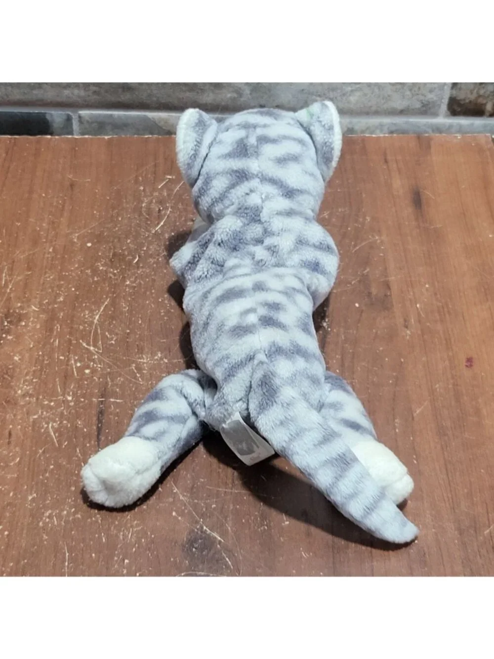 Ty Beanie Baby SILVER Gray Tabby Cat 1999 Stuffed Animal Plush No Hang Tag